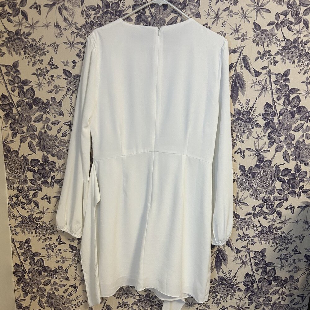 Lulu's Believe It or Knot White Long Sleeve White Tie-Front Skater Dress (XL) - Picture 5 of 5